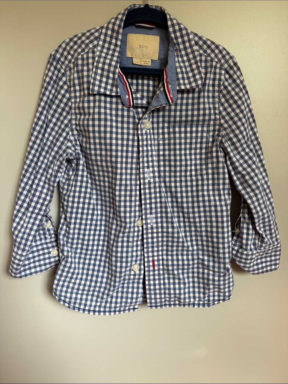 Mini Boden Blue and White Gingham Button-Down Shirt